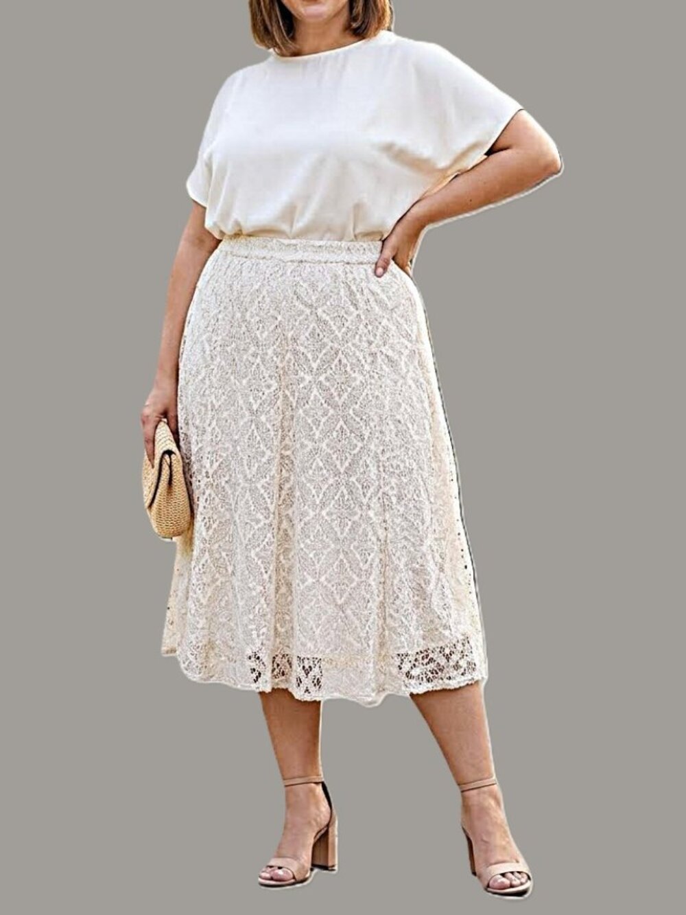 RUBY RD. Lace Midi Skirt. Plus Size 3X